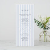 Modern Classic Stripes Dusty Blue Vintage Wedding Menükarte (Stehend Vorderseite)