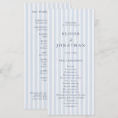 Modern Classic Stripes Dusty Blue Vintage Wedding Programm (Vorne/Hinten)