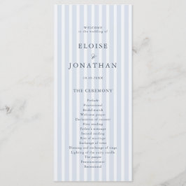 Modern Classic Stripes Dusty Blue Vintage Wedding Programm