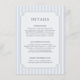 Modern Classic Stripes Dusty Blue Wedding Details Begleitkarte