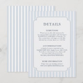 Modern Classic Stripes Dusty Blue Wedding Details Begleitkarte (Vorne/Hinten)