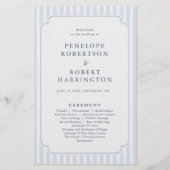 Modern Classic Stripes Dusty Blue Wedding Program (Vorderseite)