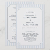 Modern Classic Stripes Dusty Blue Wedding Program (Vorne/Hinten)