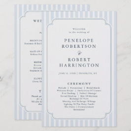 Modern Classic Stripes Dusty Blue Wedding Program