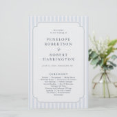 Modern Classic Stripes Dusty Blue Wedding Program (Stehend Vorderseite)