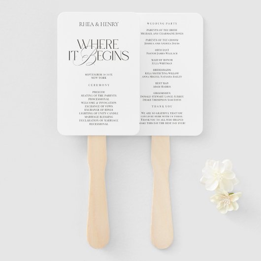 Modern Classic Wedding Ceremony Program  Fächer (Vorne und Hinten)