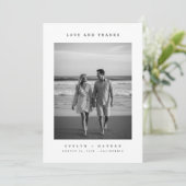 Modern Classic Wedding Photo Dankeskarte (Stehend Vorderseite)