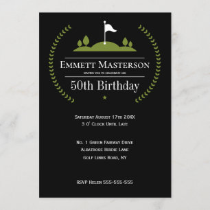Modern Classy 50. Geburtstag Golfer Geburtstagspar Einladung