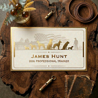 Modern Classy Dog Trainer Puppy Gold Business Card Visitenkarte
