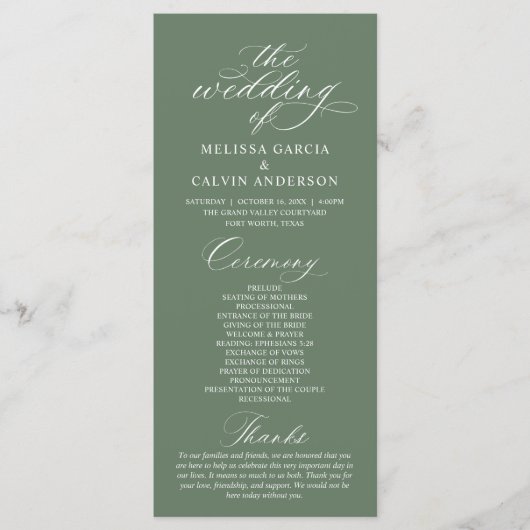 Modern Classy Elegant Wedding Ceremony Programm (Vorderseite)