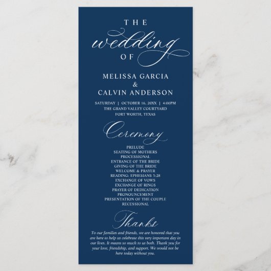 Modern Classy Elegant Wedding Ceremony Programm (Vorderseite)