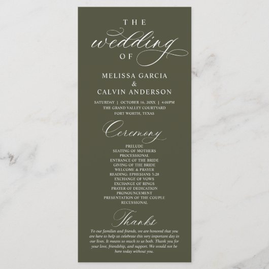 Modern Classy Elegant Wedding Ceremony Programm (Vorderseite)