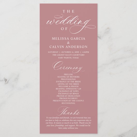 Modern Classy Elegant Wedding Ceremony Programm (Vorderseite)