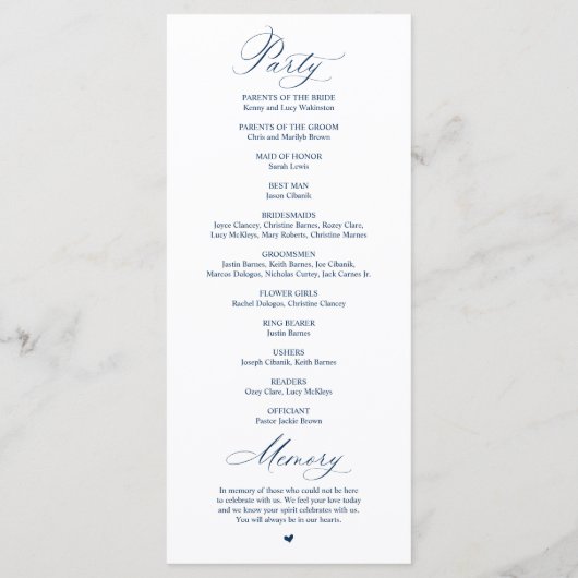 Modern Classy Elegant Wedding Ceremony Programm (Rückseite)