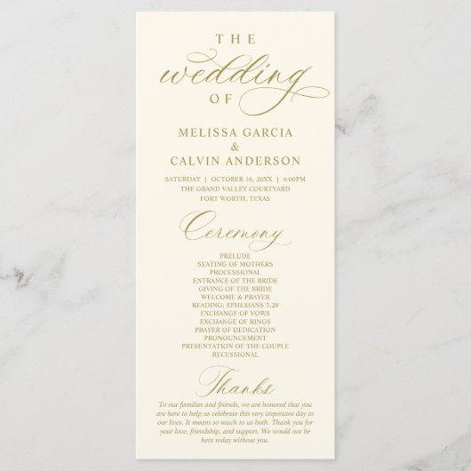 Modern Classy Elegant Wedding Ceremony Programm (Vorderseite)