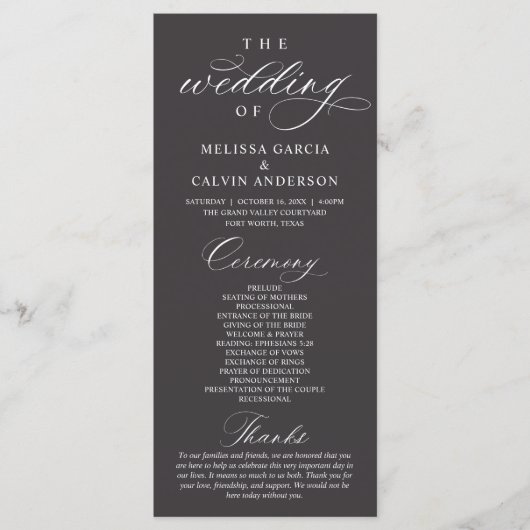 Modern Classy Elegant Wedding Ceremony Programm (Vorderseite)