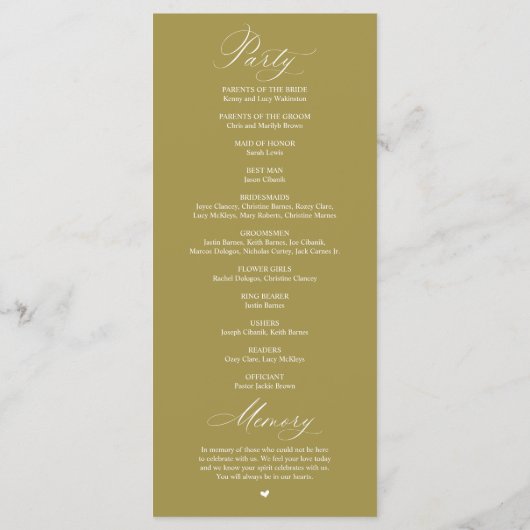 Modern Classy Elegant Wedding Ceremony Programm (Rückseite)