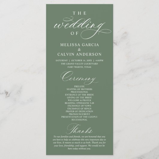 Modern Classy Elegant Wedding Ceremony Programm (Vorderseite)