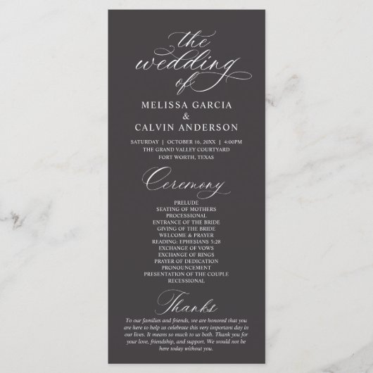 Modern Classy Elegant Wedding Ceremony Programm (Vorderseite)