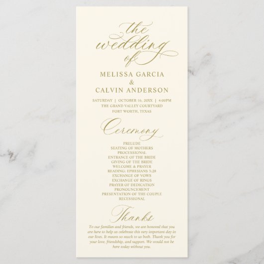 Modern Classy Elegant Wedding Ceremony Programm (Vorderseite)