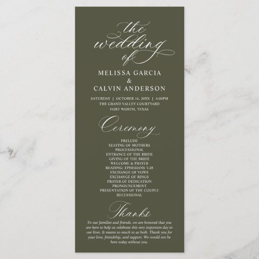 Modern Classy Elegant Wedding Ceremony Programm (Vorderseite)