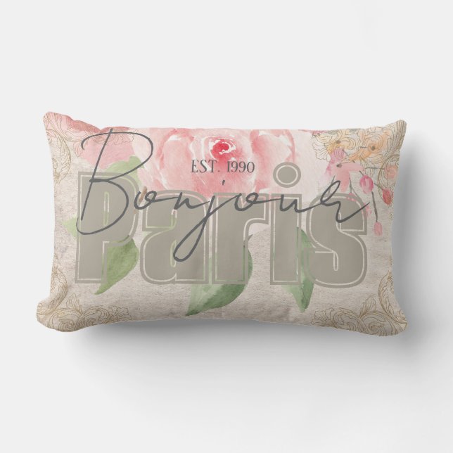 Modern Classy lettering Grunge Botanical Shabby Lendenkissen (Vorderseite)