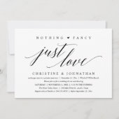 Modern Classy Nothing Fancy, Just Love, Reception Einladung (Vorderseite)