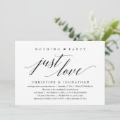 Modern Classy Nothing Fancy, Just Love, Reception Einladung (Stehend Vorderseite)