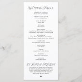 Modern Classy Wedding Ceremony Order Programm (Rückseite)