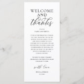 Modern Classy Wedding Reception Thank You Card Programm (Vorderseite)