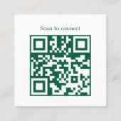 Modern Clean Bold Green White Consultant QR code Quadratische Visitenkarte (Rückseite)
