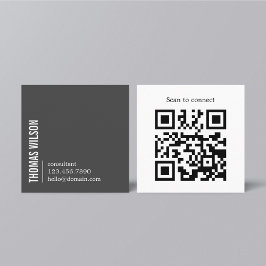Modern Clean Bold Grey White Consultant QR code Quadratische Visitenkarte