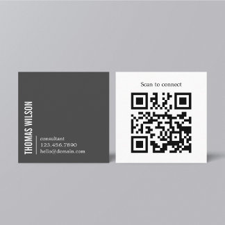 Modern Clean Bold Grey White Consultant QR code Quadratische Visitenkarte