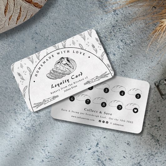Modern Clean Homemade Sourdough Loyalty Card Visitenkarte
