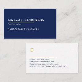 Modern clean navy blue attorney at law name visitenkarte