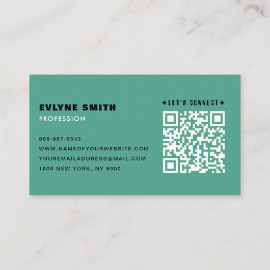 Modern Clean Pastel Blue QR Code Typografie Script Visitenkarte (Rückseite)