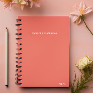 Modern Clean Pink Monogram 2024 Weekly Personal Planer