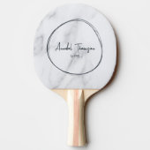 Modern Clean White Marble Name in Drawn Circle  Tischtennis Schläger (Rückseite)