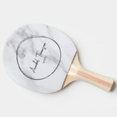 Modern Clean White Marble Name in Drawn Circle  Tischtennis Schläger (Seitenansicht)