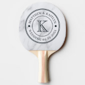 Modern Clean White Marble Wedding Monogram Tischtennis Schläger (Rückseite)