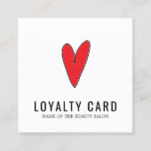 Modern Clean White Red Heart Beauty Salon Treuekarte (Vorderseite)