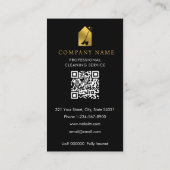 Modern Cleaning Cleaner Service Logo Gold QR Code Visitenkarte (Rückseite)