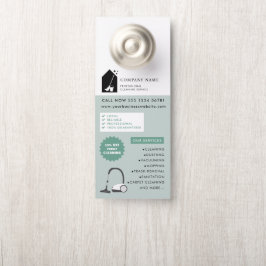 Modern Cleaning Cleaner Service Logo Green QR Code Türanhänger