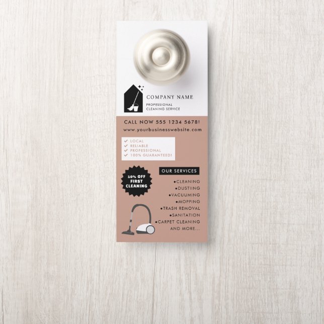 Modern Cleaning Cleaner Service Logo Green QR Code Türanhänger (Auf Knauf)