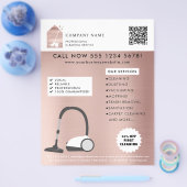 Modern Cleaning Cleaner Service Logo Rose Gold Flyer (Einzeln)