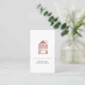 Modern Cleaning Cleaner Service Logo Rose Gold Visitenkarte (Stehend Vorderseite)