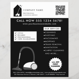 Modern Cleaning Reinigungsdienst Logo Schwarz QR C Flyer