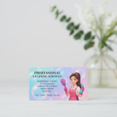 Modern Cleaning Service Business Card Visitenkarte (Stehend Vorderseite)