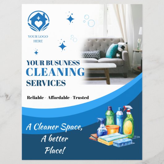 Modern Cleaning Service Flyer Template | Editable  (Vorne)