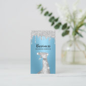 Modern Cleaning Service Silver Drips Maid Blue Visitenkarte (Stehend Vorderseite)
